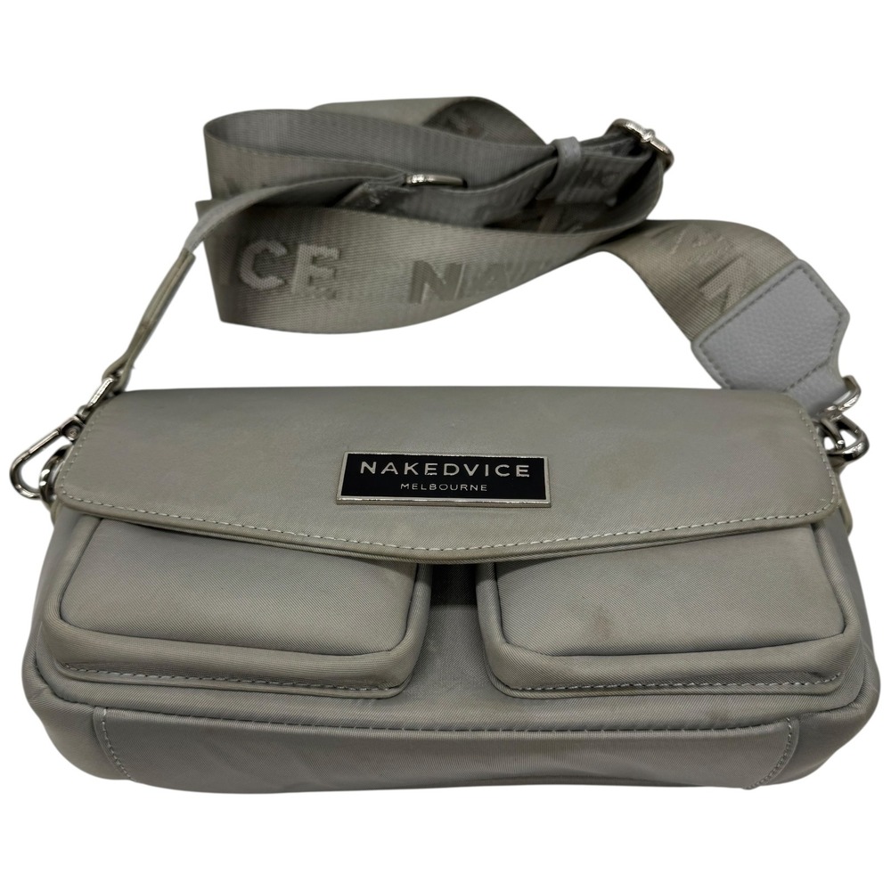 Nakedvice Melbourne Crossbody Bag, Messenger Bag, Gray Nylon,‎ Adjustable Strap